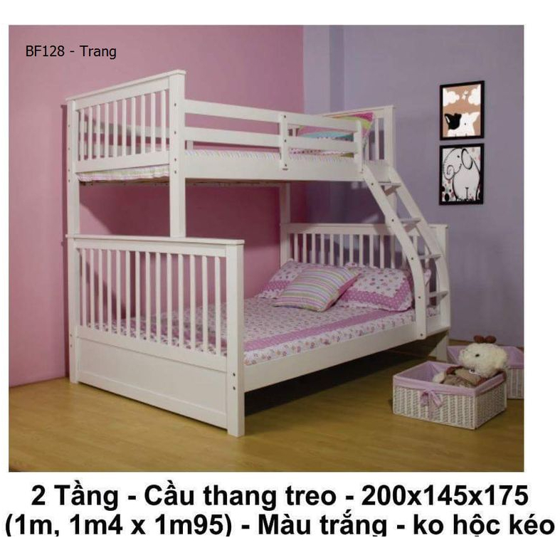 Kiểu giường tầng cầu thang treo có hộc kéo mã BF128