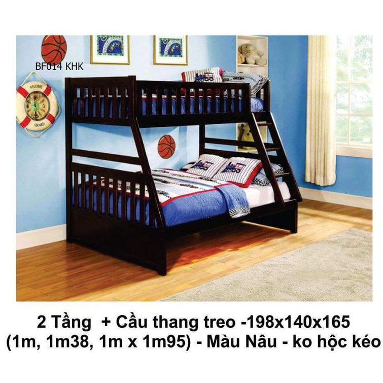 Mẫu giường tầng màu nâu BF 014 không có hộc kéo