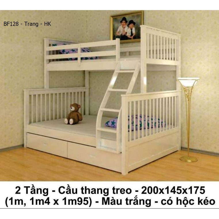 Kiểu giường tầng cầu thang treo có hộc kéo mã BF128