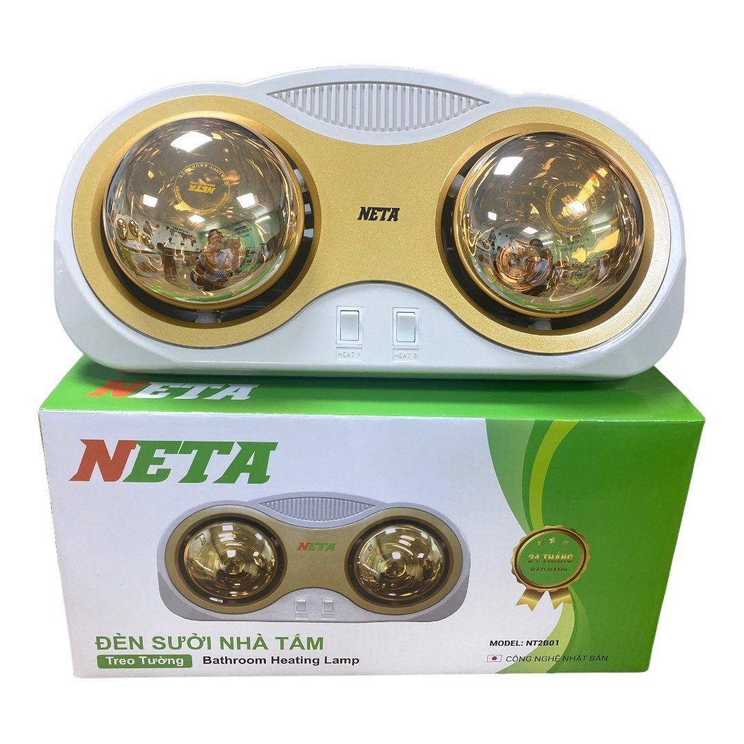 Đèn sưởi nhà tắm 2 bóng vòm Neta