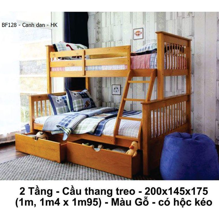 Kiểu giường tầng cầu thang treo có hộc kéo mã BF128