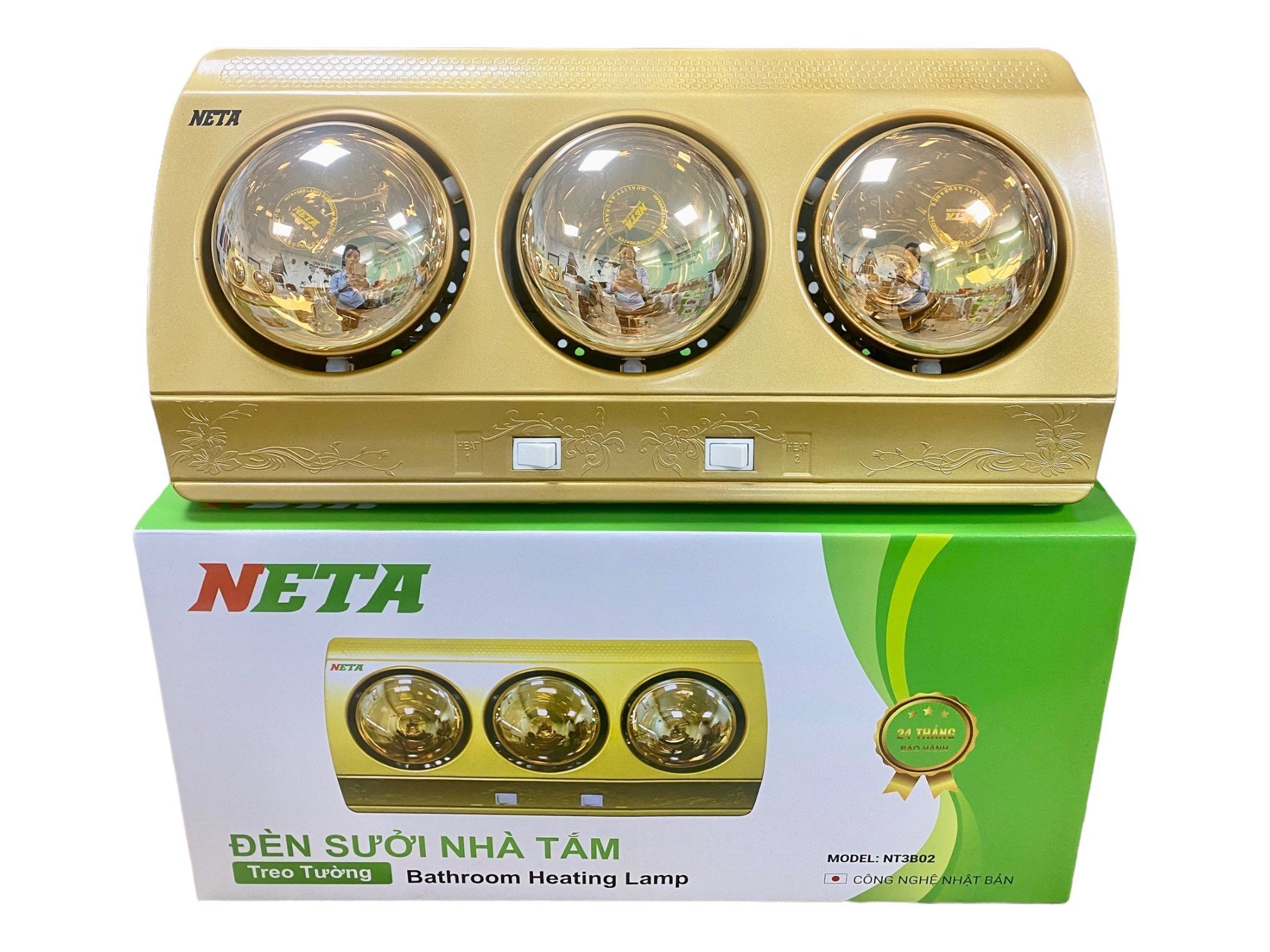 Đèn sưởi nhà tắm 3 bóng thẳng NETA